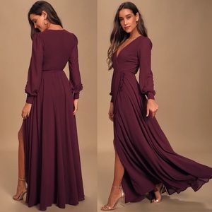 Lulus My Whole Heart Plum Long Sleeve Maxi Dress